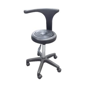 TABOURET AVEC DOSSIER ET ASSISE ERGONOMIQUE A HAUTEUR VARIABLE SUR ROUES NOIR