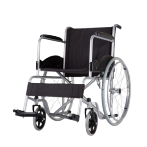 FAUTEUIL ROULANT ADULTE CADRE EN ACIER REVETU DE POUDRE ACCOUDOIR ET REPOSE-JAMBES FIXES