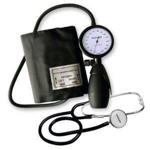 Tensiomètre anéroïde manuel avec brassard en coton et stéthoscope – 3 couleurs disponibles